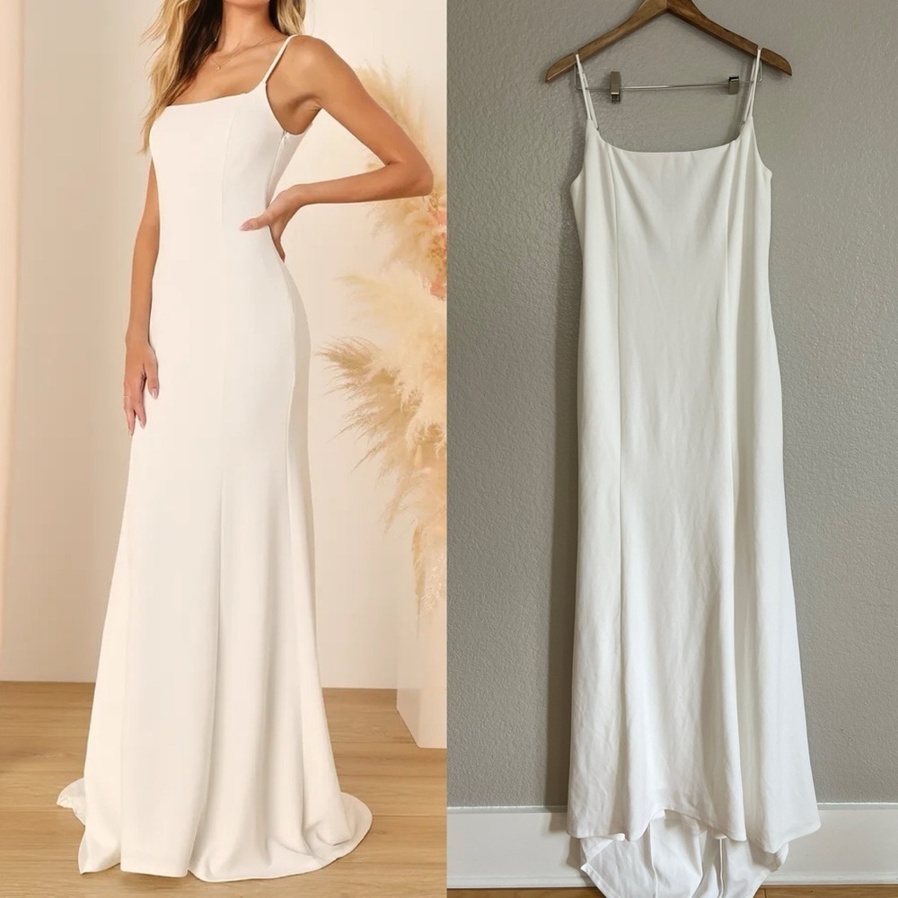 Blessed Romance White Sleeveless Button Back Mermaid Maxi Dress